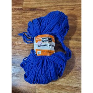 Vintage Romaxe 4 Ply 100% Wool 4 Ounces Royal Blue Yarn